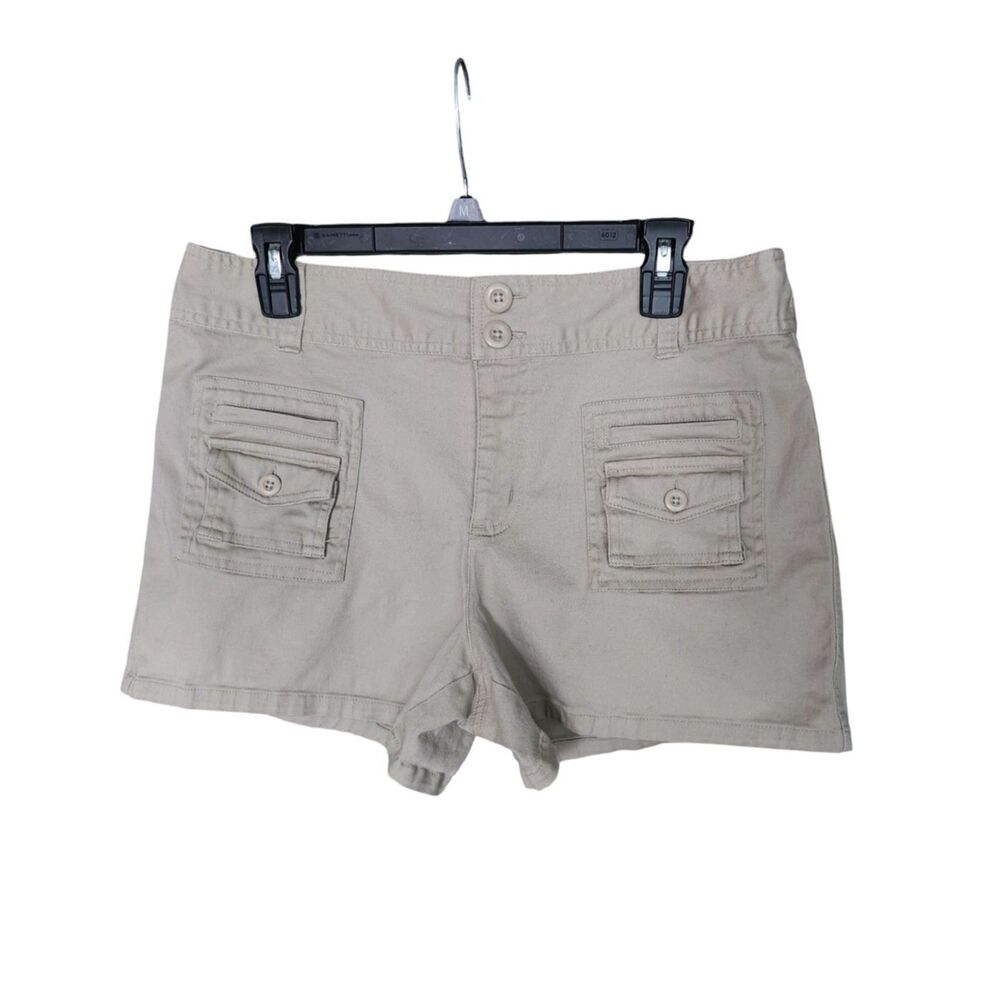 Fashion Bug Khaki Cargo Utility Shorts Vintage Y2K Stretch